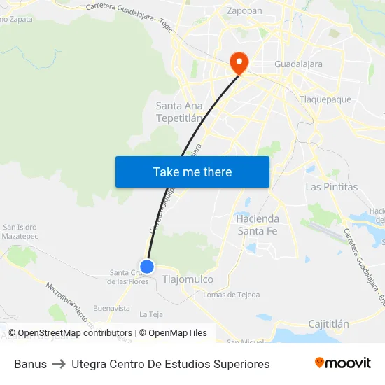Banus to Utegra Centro De Estudios Superiores map