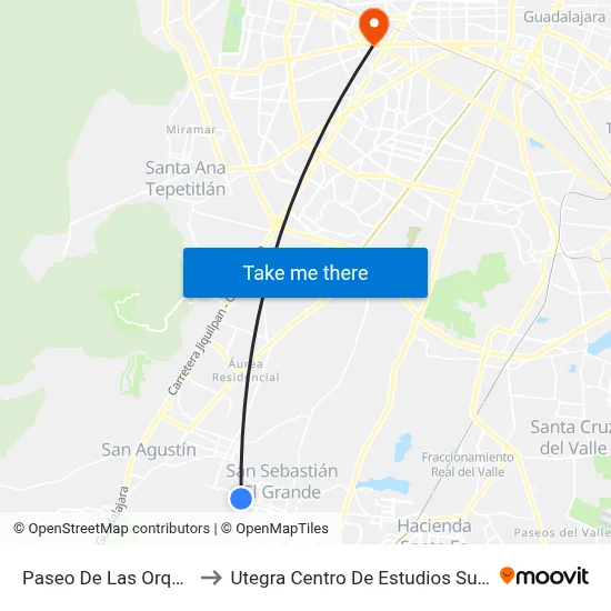 Paseo De Las Orquídeas to Utegra Centro De Estudios Superiores map