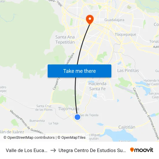 Valle de Los Eucaliptos to Utegra Centro De Estudios Superiores map