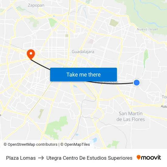 Plaza Lomas to Utegra Centro De Estudios Superiores map
