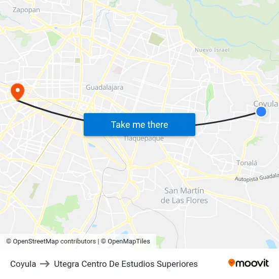 Coyula to Utegra Centro De Estudios Superiores map
