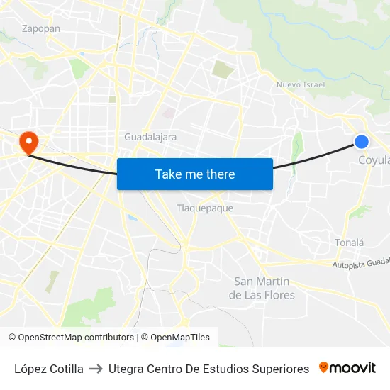 López Cotilla to Utegra Centro De Estudios Superiores map