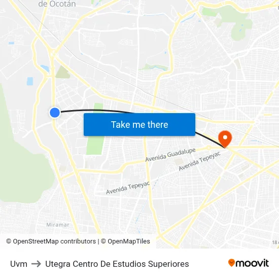 Uvm to Utegra Centro De Estudios Superiores map