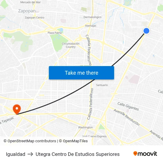 Igualdad to Utegra Centro De Estudios Superiores map