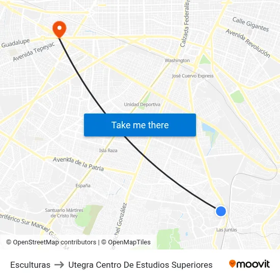 Esculturas to Utegra Centro De Estudios Superiores map
