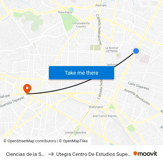 Ciencias de la Salud to Utegra Centro De Estudios Superiores map