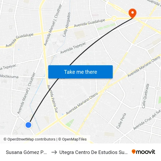 Susana Gómez Palafox to Utegra Centro De Estudios Superiores map