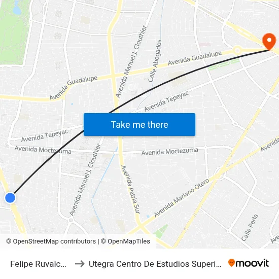 Felipe Ruvalcaba to Utegra Centro De Estudios Superiores map