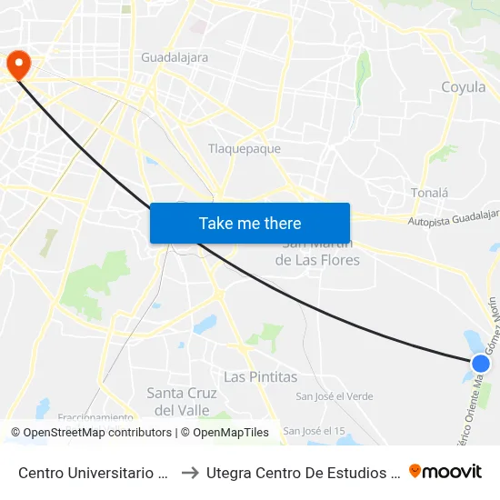 Centro Universitario de Tonalá to Utegra Centro De Estudios Superiores map