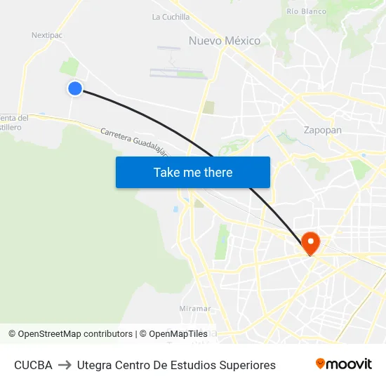 CUCBA to Utegra Centro De Estudios Superiores map