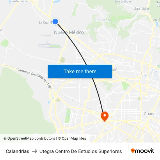 Calandrias to Utegra Centro De Estudios Superiores map