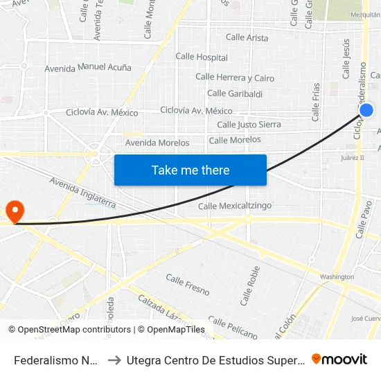 Federalismo Norte to Utegra Centro De Estudios Superiores map