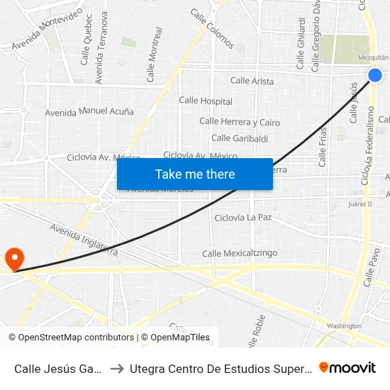 Calle Jesús García to Utegra Centro De Estudios Superiores map