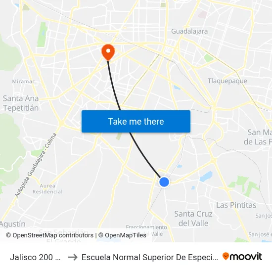 Jalisco 200 Años to Escuela Normal Superior De Especialidades map