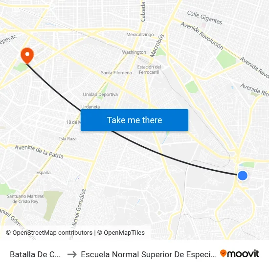 Batalla De Celaya to Escuela Normal Superior De Especialidades map