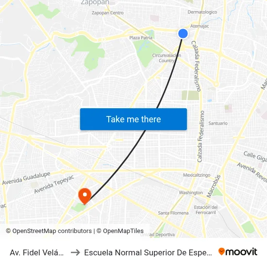 Av. Fidel Velázquez to Escuela Normal Superior De Especialidades map