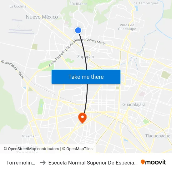 Torremolinos 2 to Escuela Normal Superior De Especialidades map