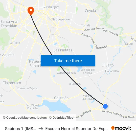 Sabinos 1 (IMSS 181) to Escuela Normal Superior De Especialidades map