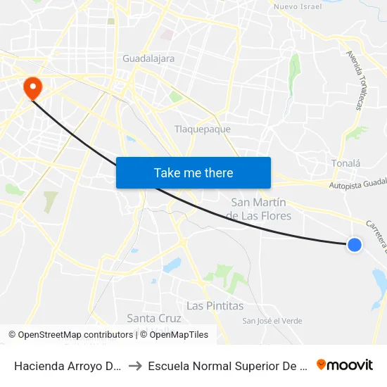 Hacienda Arroyo De Enmedio to Escuela Normal Superior De Especialidades map