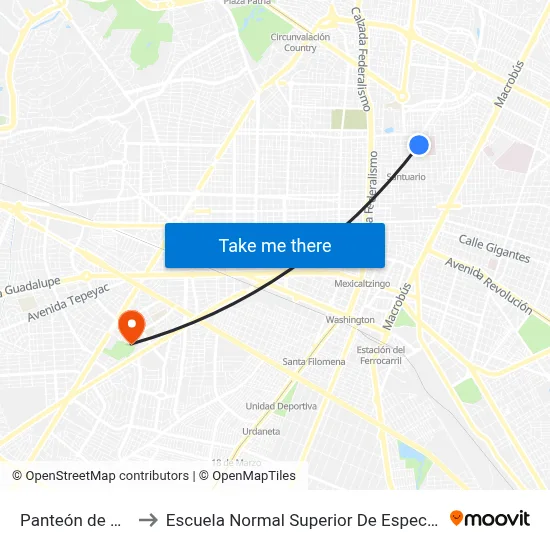 Panteón de Belén to Escuela Normal Superior De Especialidades map