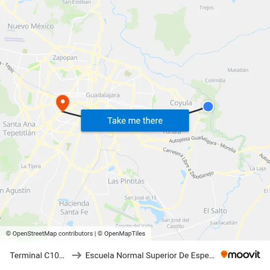 Terminal C105/808 to Escuela Normal Superior De Especialidades map