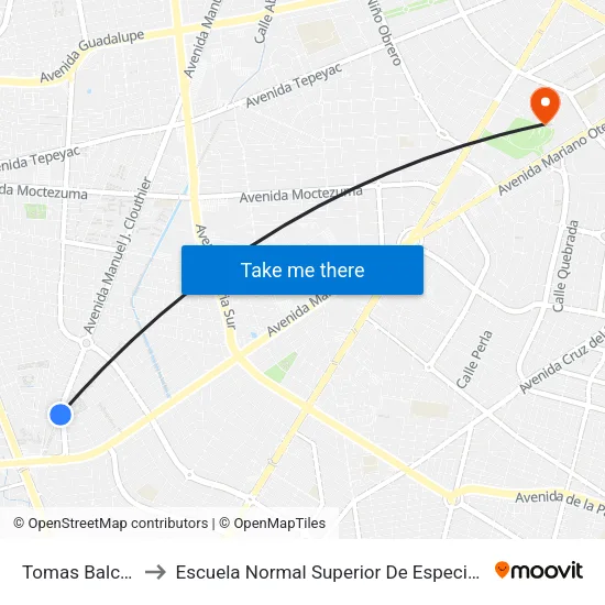Tomas Balcázar to Escuela Normal Superior De Especialidades map