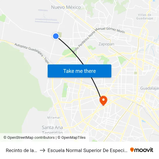 Recinto de la Paz to Escuela Normal Superior De Especialidades map