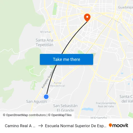Camino Real A Colima to Escuela Normal Superior De Especialidades map