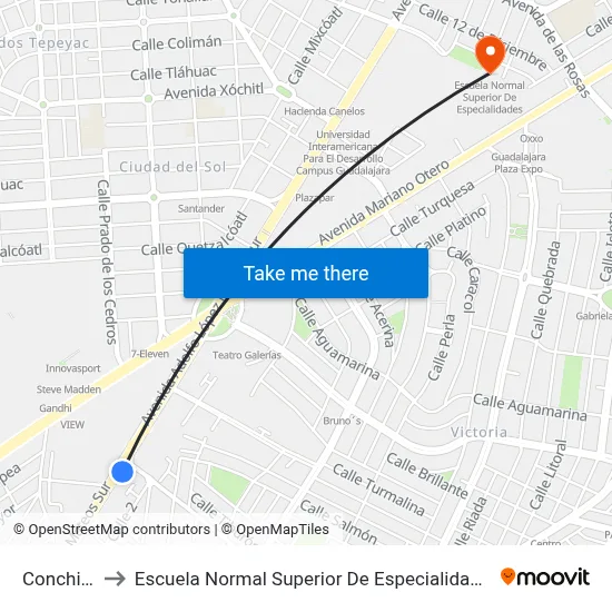 Conchita to Escuela Normal Superior De Especialidades map