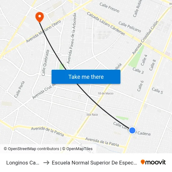 Longinos Cadena to Escuela Normal Superior De Especialidades map