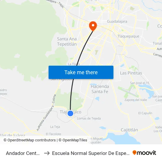 Andador Centenario to Escuela Normal Superior De Especialidades map