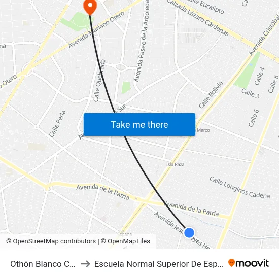 Othón Blanco Cáceres to Escuela Normal Superior De Especialidades map