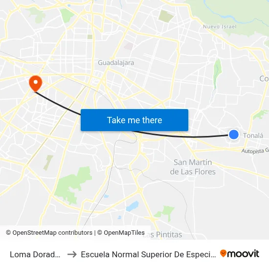 Loma Dorada Sur to Escuela Normal Superior De Especialidades map