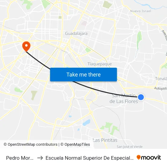 Pedro Moreno to Escuela Normal Superior De Especialidades map
