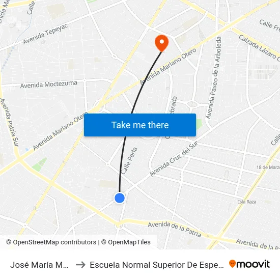 José María Morelos to Escuela Normal Superior De Especialidades map