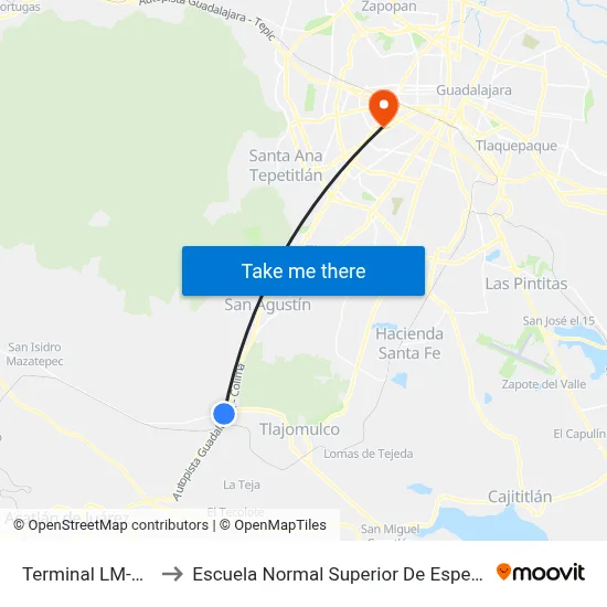 Terminal LM-V2/V3 to Escuela Normal Superior De Especialidades map