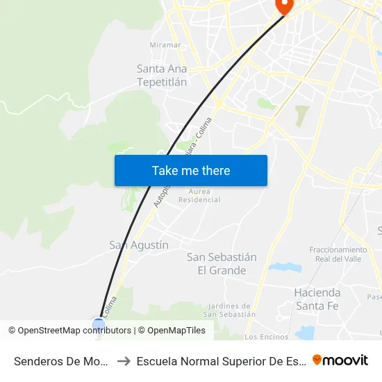 Senderos De Monteverde to Escuela Normal Superior De Especialidades map