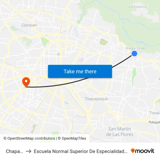 Chapala to Escuela Normal Superior De Especialidades map