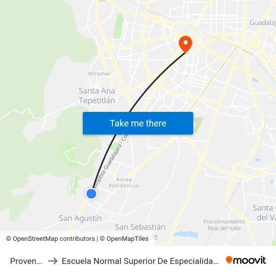 Provenza to Escuela Normal Superior De Especialidades map
