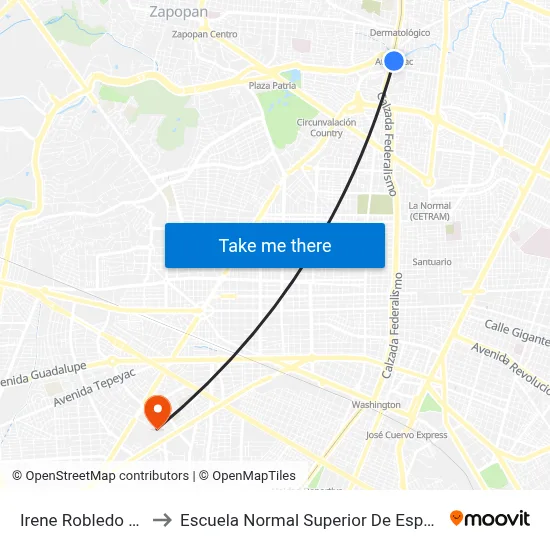 Irene Robledo García to Escuela Normal Superior De Especialidades map