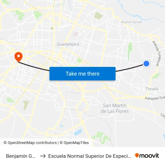 Benjamín García to Escuela Normal Superior De Especialidades map