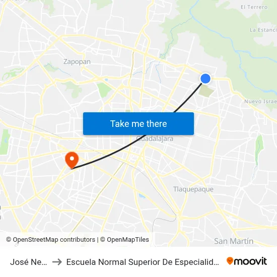 José Neira to Escuela Normal Superior De Especialidades map