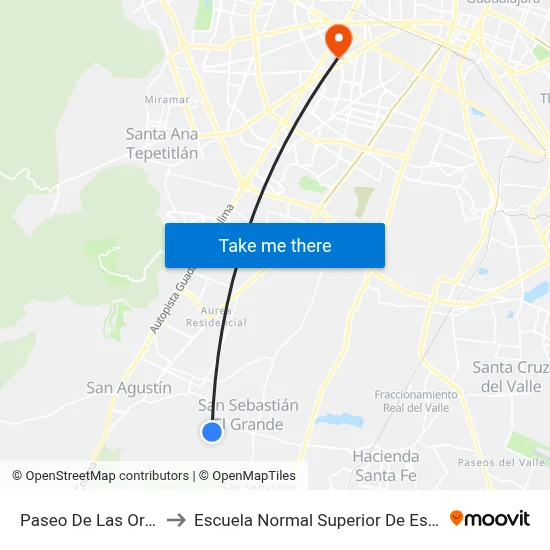 Paseo De Las Orquídeas to Escuela Normal Superior De Especialidades map