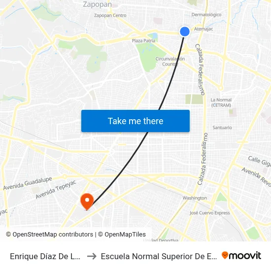 Enrique Díaz De León Norte to Escuela Normal Superior De Especialidades map