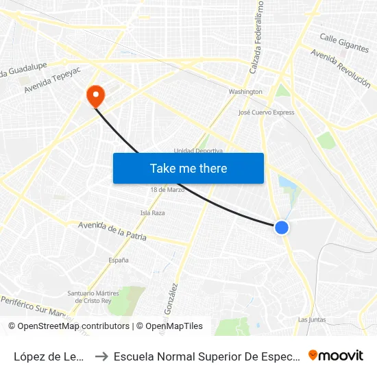 López de Legazpi to Escuela Normal Superior De Especialidades map