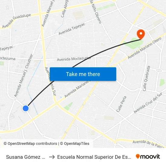 Susana Gómez Palafox to Escuela Normal Superior De Especialidades map