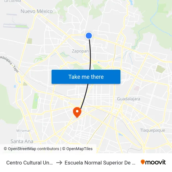 Centro Cultural Universitario to Escuela Normal Superior De Especialidades map