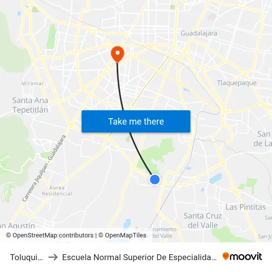 Toluquilla to Escuela Normal Superior De Especialidades map