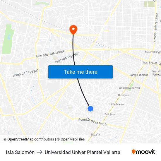 Isla Salomón to Universidad Univer Plantel Vallarta map
