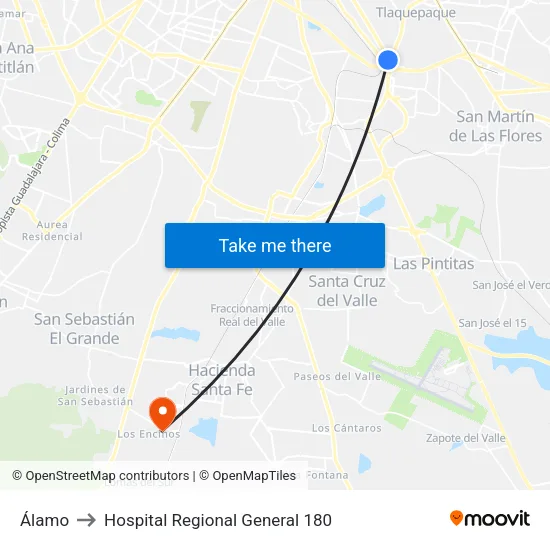 Álamo to Hospital Regional General 180 map